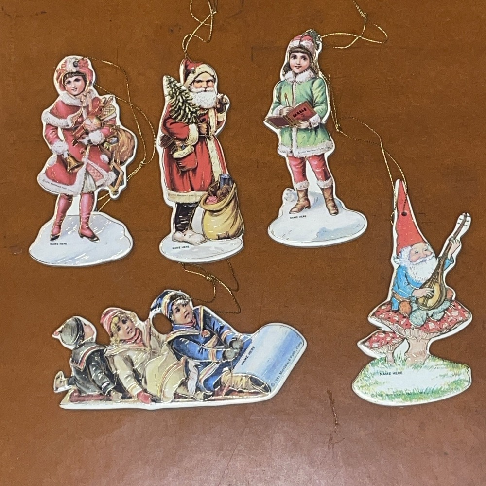 Vintage Die-cut Victorian Gold Rimmed Christmas Ornaments | Petite‎ Set